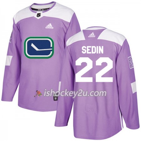 Mænd NHL Vancouver Canucks Trøje Daniel Sedin 22 Adidas 2017-2018 Lilla Fights Cancer Practice Authentic
